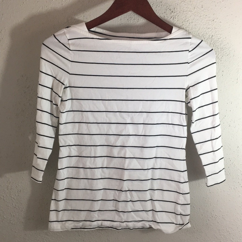 Striped Boat Neck Tee 3/4 sleeve